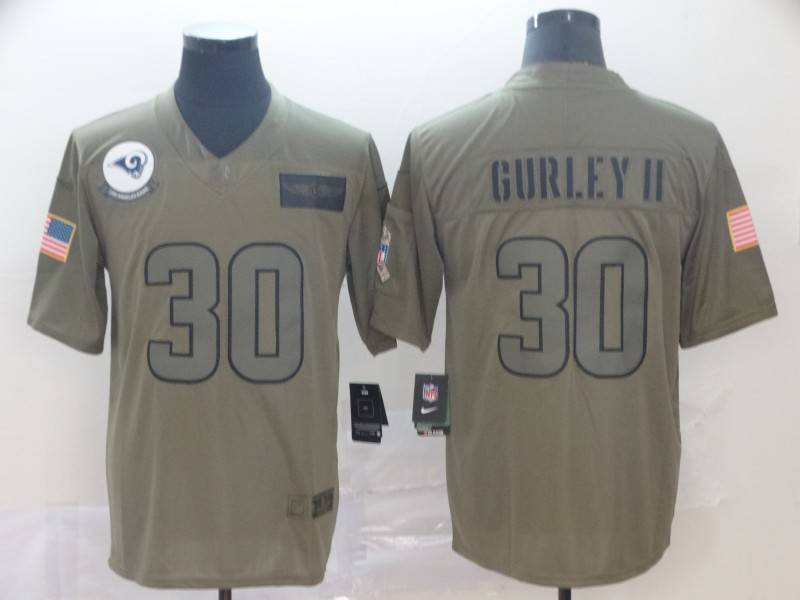 Los Angeles Rams Olive Salute To Service NFL Jersey 02