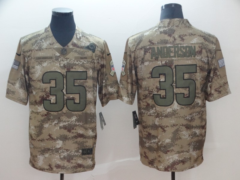 Los Angeles Rams Olive Salute To Service NFL Jersey 05