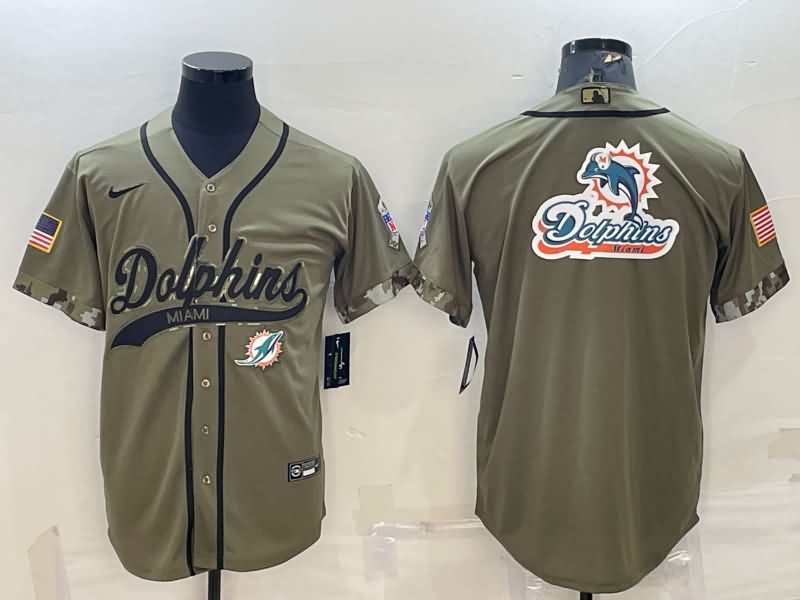 Miami Dolphins Olive Salute To Service MLB&NFL Jersey