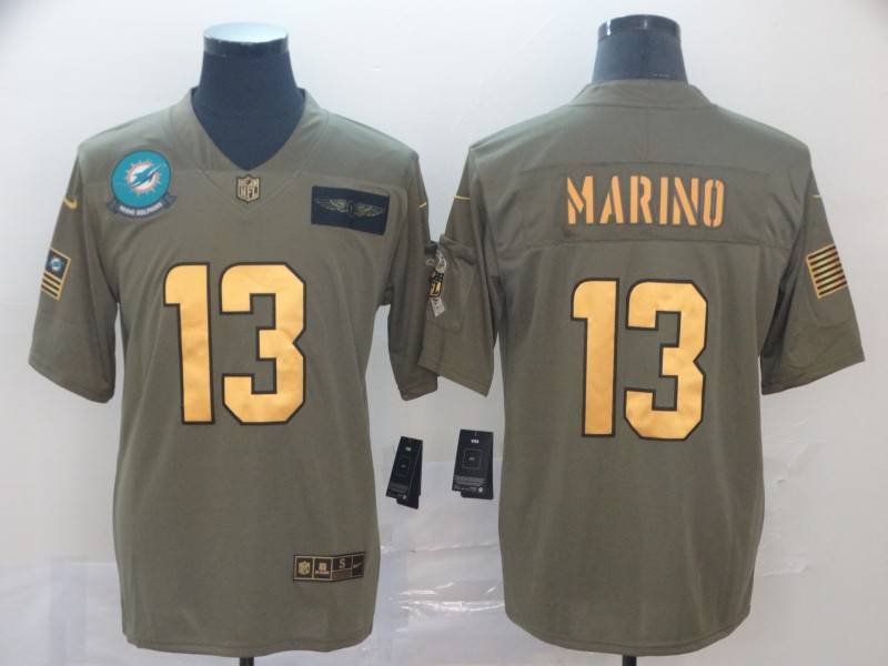 Miami Dolphins Olive Salute To Service NFL Jersey 03