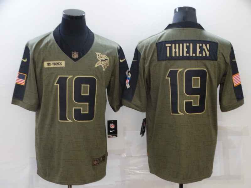 Minnesota Vikings Olive Salute To Service NFL Jersey 02