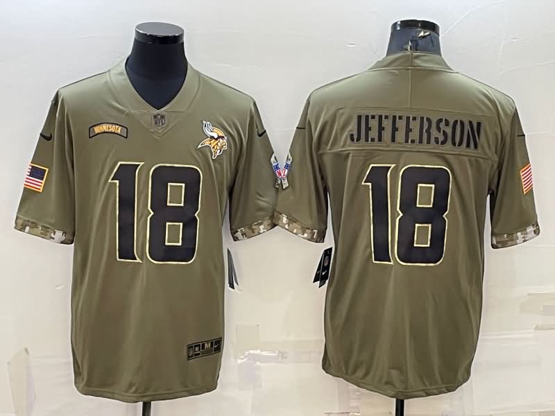 Minnesota Vikings Olive Salute To Service NFL Jersey 05