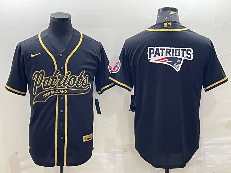 New England Patriots Black Gold MLB&NFL Jersey