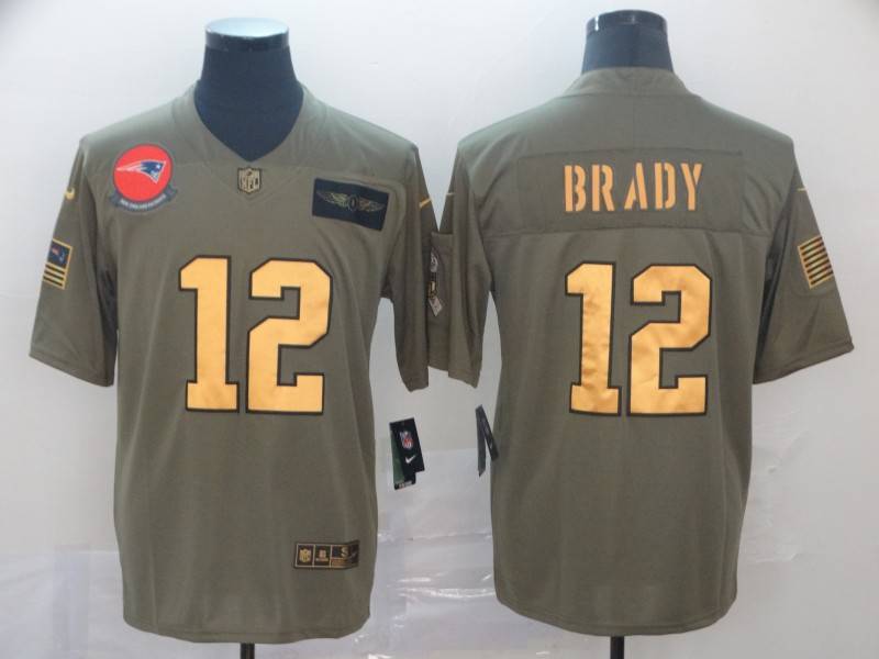New England Patriots Olive Salute To Service NFL Jersey 04