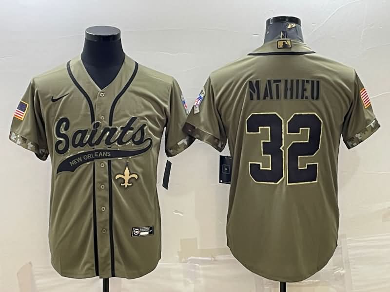 New Orleans Saints Olive Salute To Service MLB&NFL Jersey