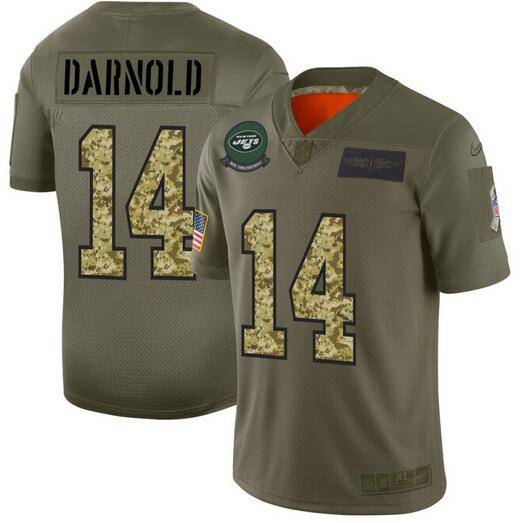 New York Jets Olive Salute To Service NFL Jersey 04