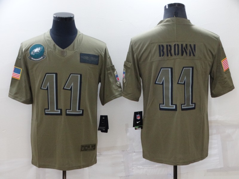 Philadelphia Eagles Olive Salute To Service NFL Jersey