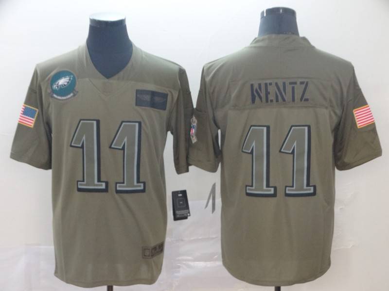 Philadelphia Eagles Olive Salute To Service NFL Jersey