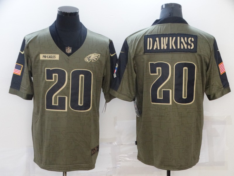 Philadelphia Eagles Olive Salute To Service NFL Jersey 02