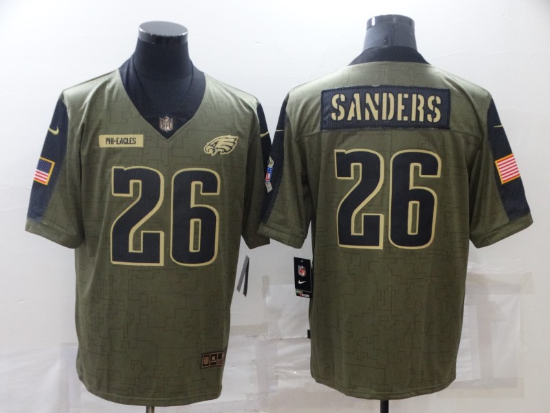 Philadelphia Eagles Olive Salute To Service NFL Jersey 02