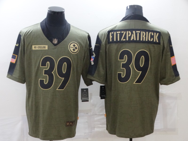 Pittsburgh Steelers Olive Salute To Service NFL Jersey 02