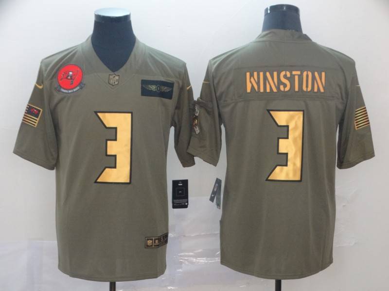 Tampa Bay Buccaneers Olive Salute To Service NFL Jersey 02