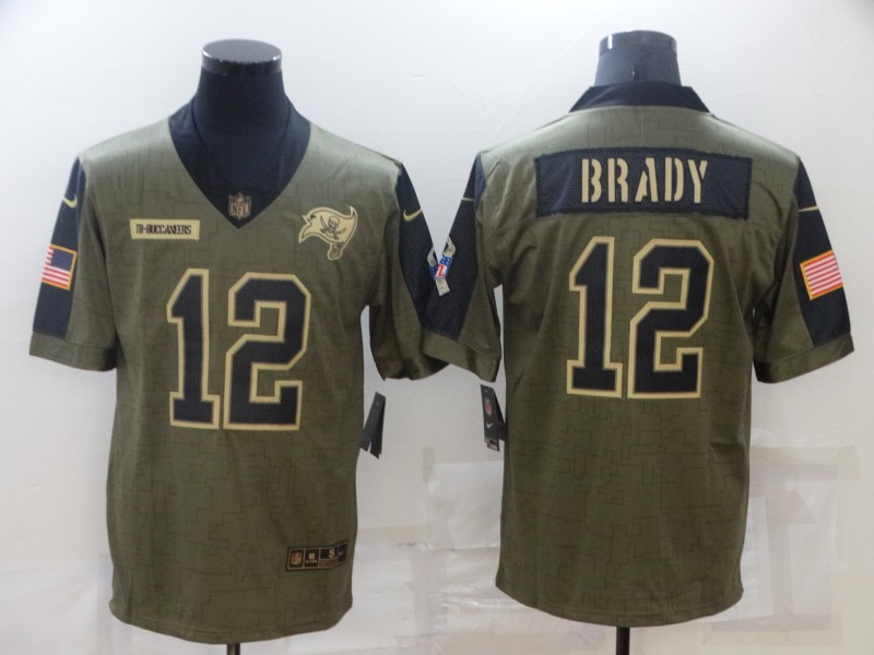 Tampa Bay Buccaneers Olive Salute To Service NFL Jersey 04