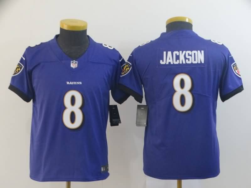 Kids Baltimore Ravens Purple #8 JACKSON NFL Jersey