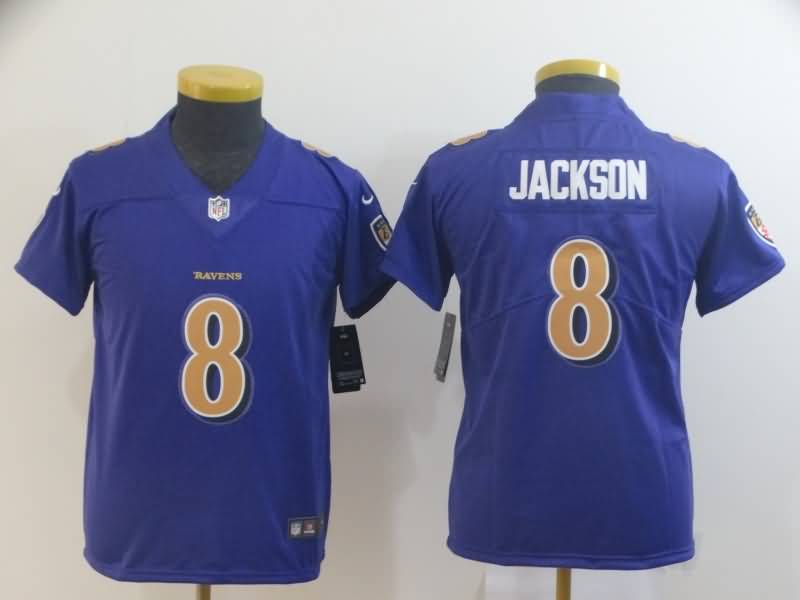 Kids Baltimore Ravens Purple #8 JACKSON NFL Jersey 02