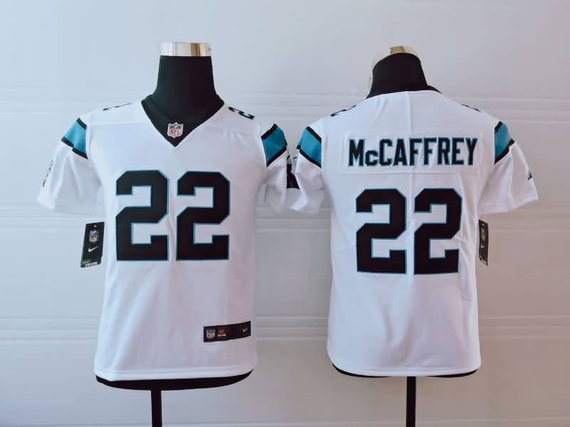 Kids Carolina Panthers White #22 MCCAFFREY NFL Jersey
