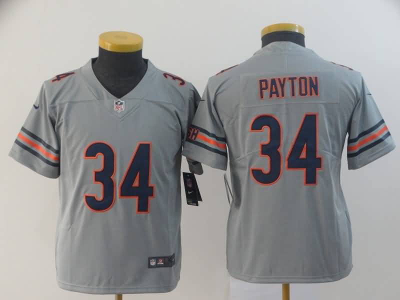 Kids Chicago Bears Grey #34 PAYTON Inverted Legend NFL Jersey