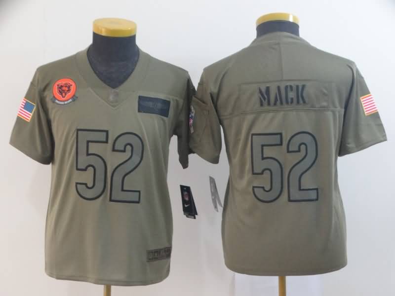 Kids Chicago Bears #52 MACK Olive Salute To Service NFL Jersey