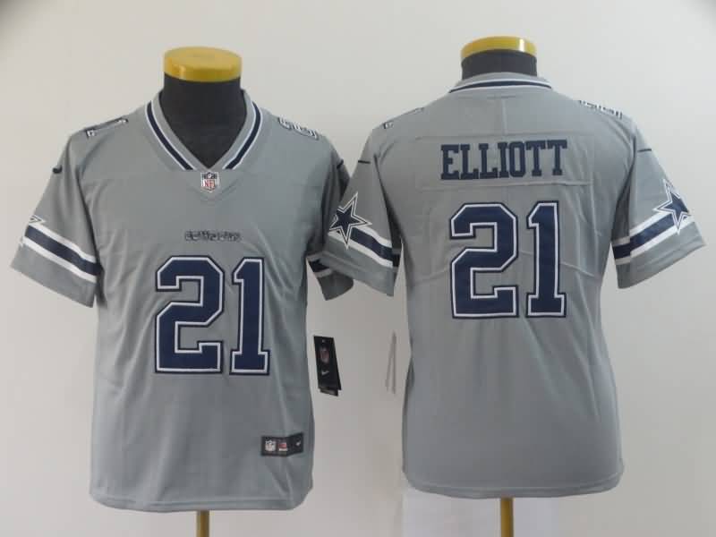 Kids Dallas Cowboys Grey #21 ELLIOTT Inverted Legend NFL Jersey