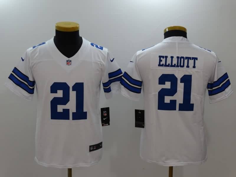 Kids Dallas Cowboys White #21 ELLIOTT NFL Jersey