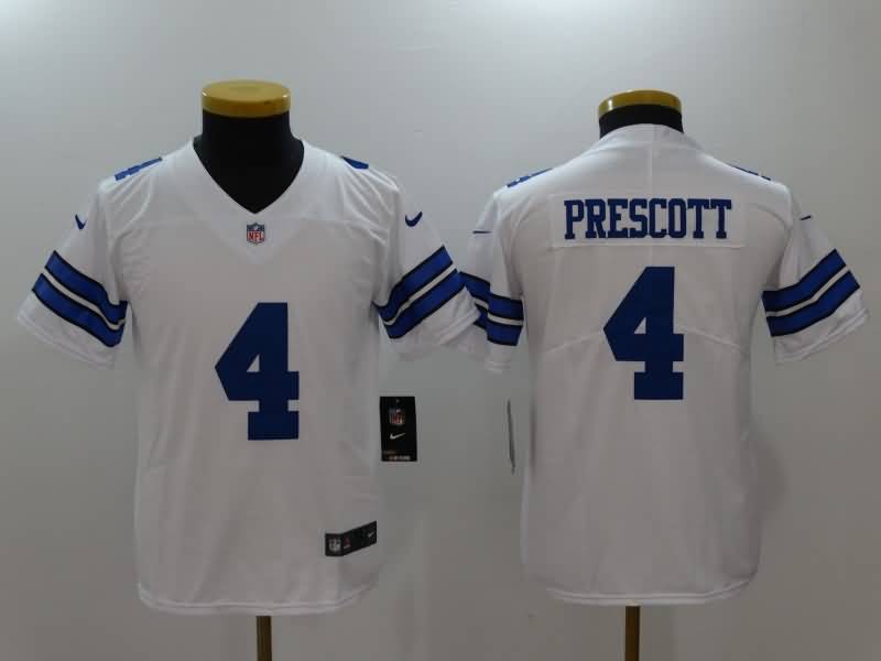 Kids Dallas Cowboys White #4 PRESCOTT NFL Jersey