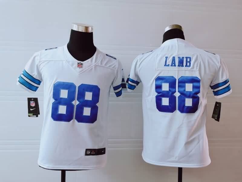 Kids Dallas Cowboys White #88 LAMB NFL Jersey