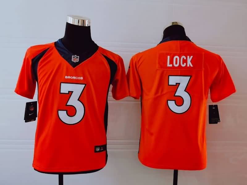Kids Denver Broncos Orange #3 LOCK NFL Jersey