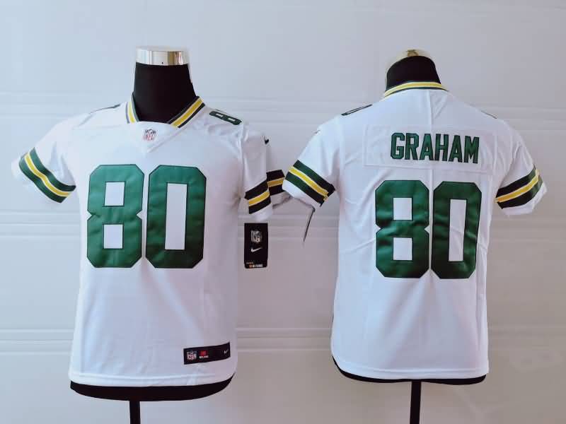 Kids Green Bay Packers White #80 GRAHAM NFL Jersey