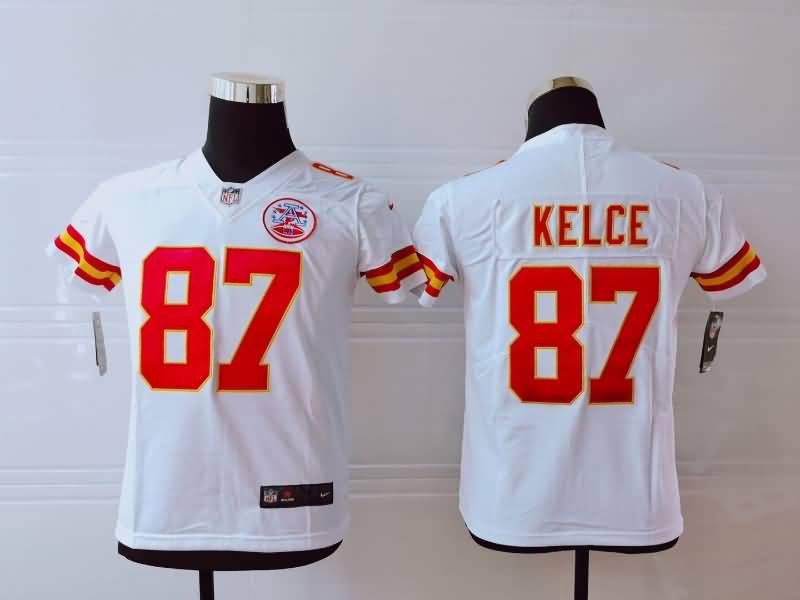 Kids Kansas City Chiefs White #87 KELCE NFL Jersey