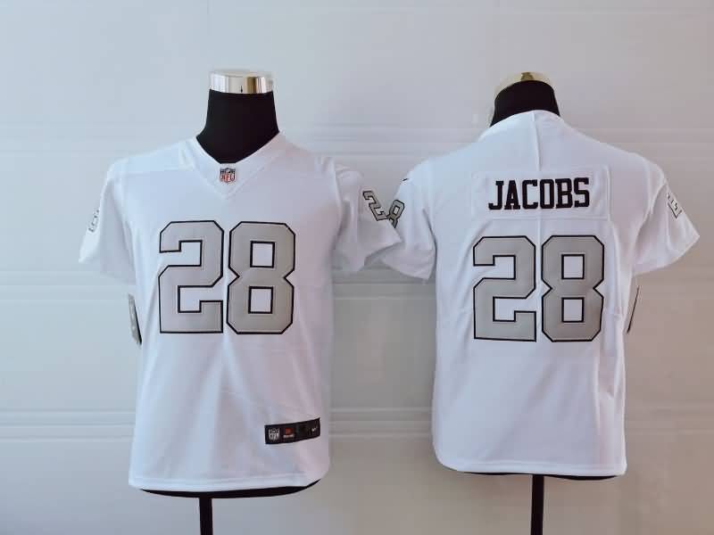 Kids Las Vegas Raiders White #28 JACOBS NFL Jersey