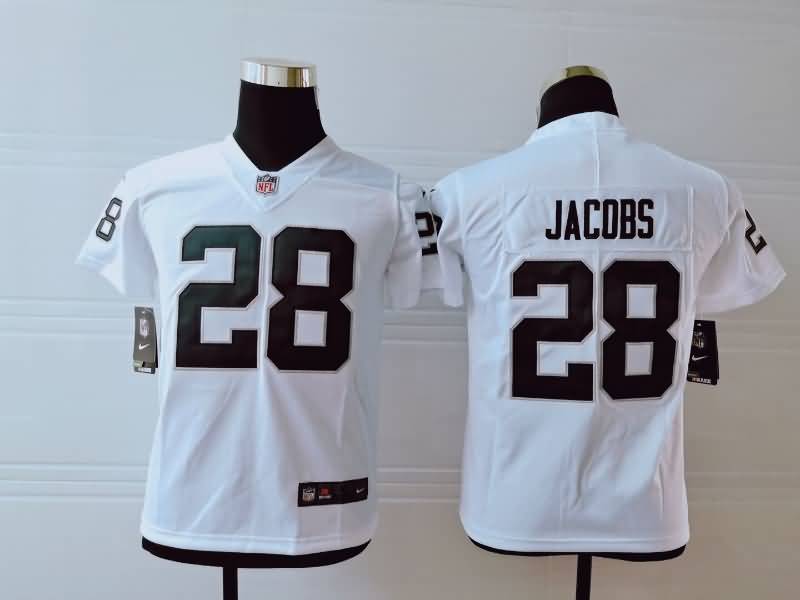 Kids Las Vegas Raiders White #28 JACOBS NFL Jersey 02