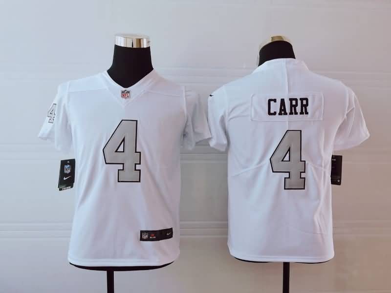 Kids Las Vegas Raiders White #4 CARR NFL Jersey