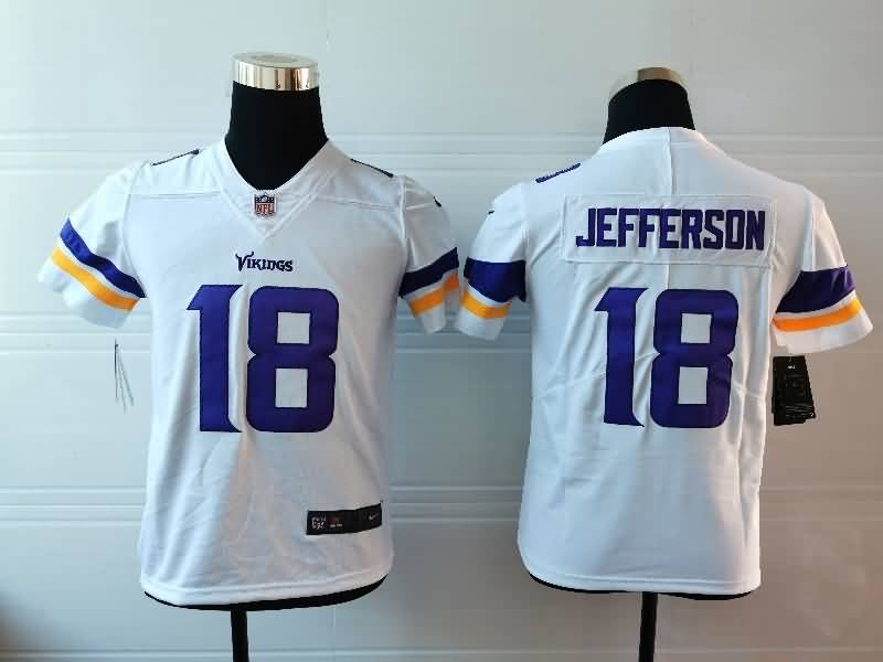 Kids Minnesota Vikings White #18 JEFFERSON NFL Jersey
