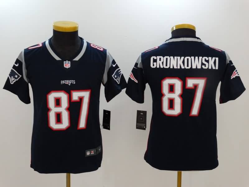 Kids New England Patriots Dark Blue #87 GRONKOWSKI NFL Jersey