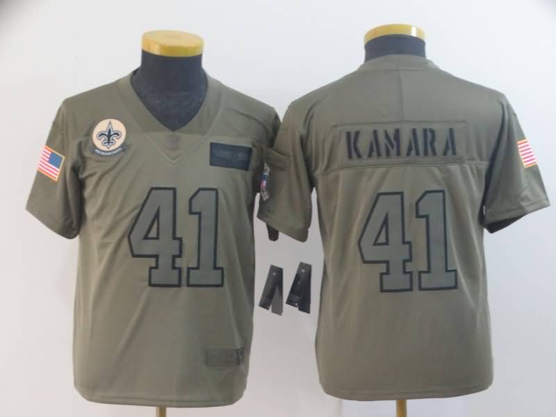 Kids New Orleans Saints #41 KAMARA Olive Salute To Service NFL Jersey