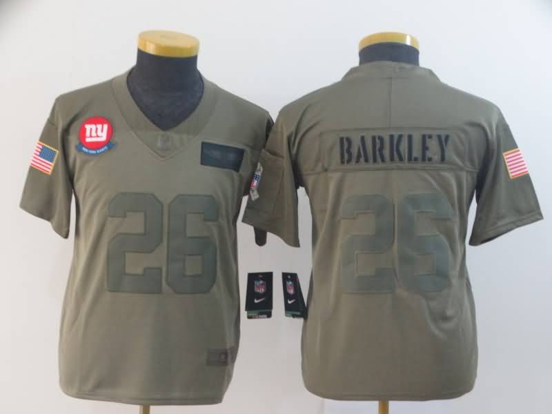 Kids New York Giants #26 BARKLEY Olive Salute To Service NFL Jersey
