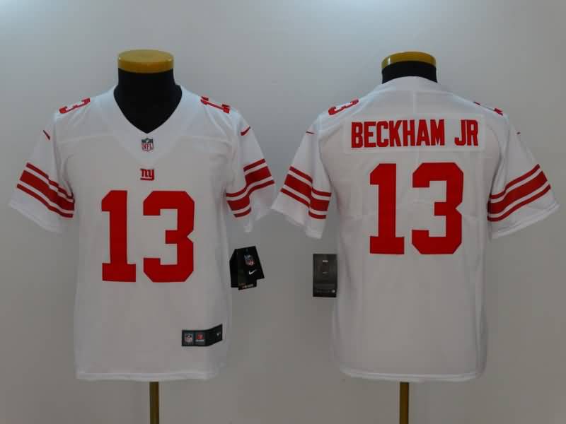 Kids New York Giants White #13 BECKHAM JR NFL Jersey