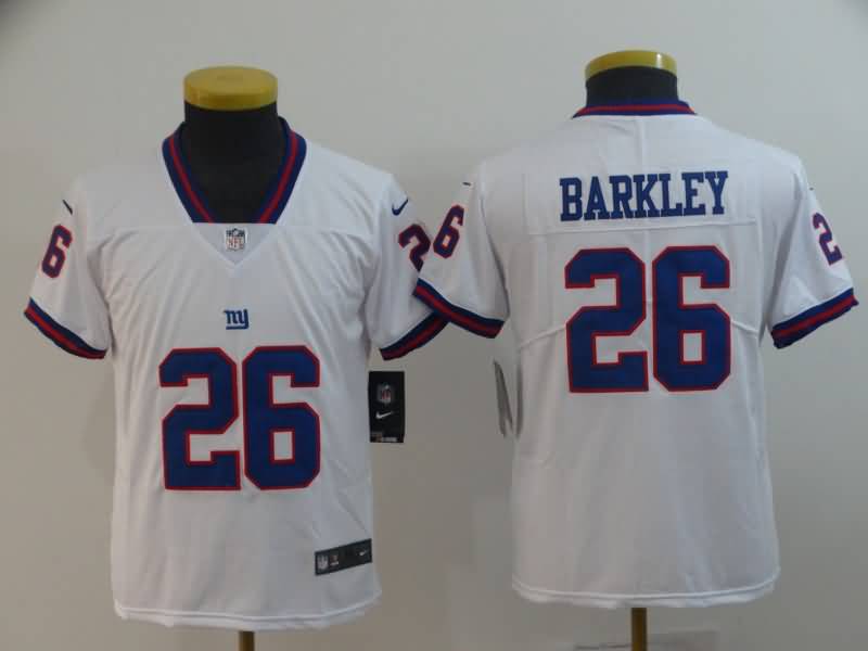 Kids New York Giants White #26 BARKLEY NFL Jersey 02