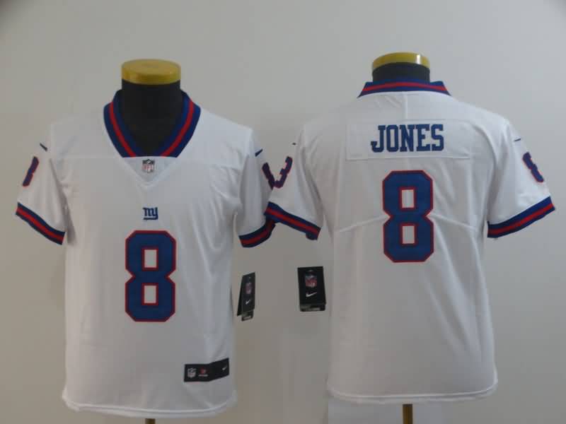 Kids New York Giants White #8 JONES NFL Jersey 02