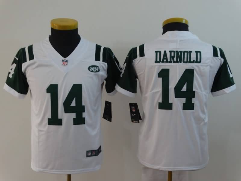 Kids New York Jets White #14 DARNOLD NFL Jersey 02