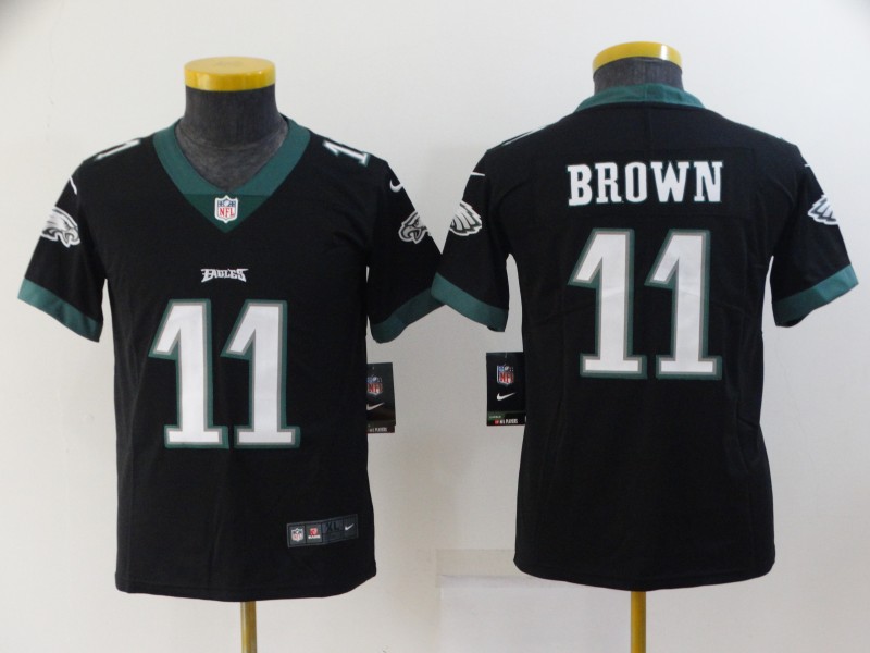 Kids Philadelphia Eagles Black #11 BROWN NFL Jersey