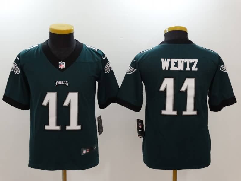 Kids Philadelphia Eagles Green #11 WENTZ NFL Jersey