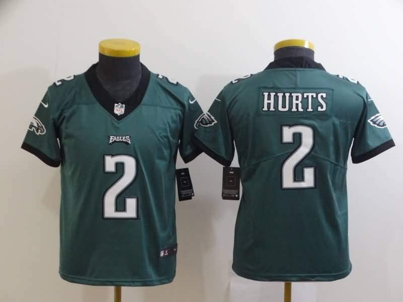 Kids Philadelphia Eagles Green #2 HURTS NFL Jersey