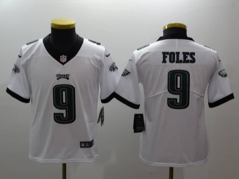 Kids Philadelphia Eagles White #9 FOLES NFL Jersey