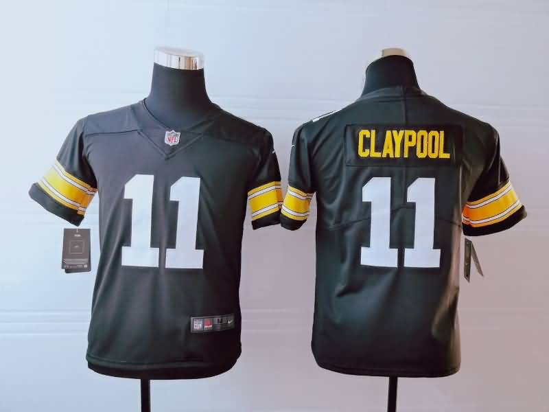 Kids Pittsburgh Steelers Black #11 CLAYPOOL NFL Jersey 02