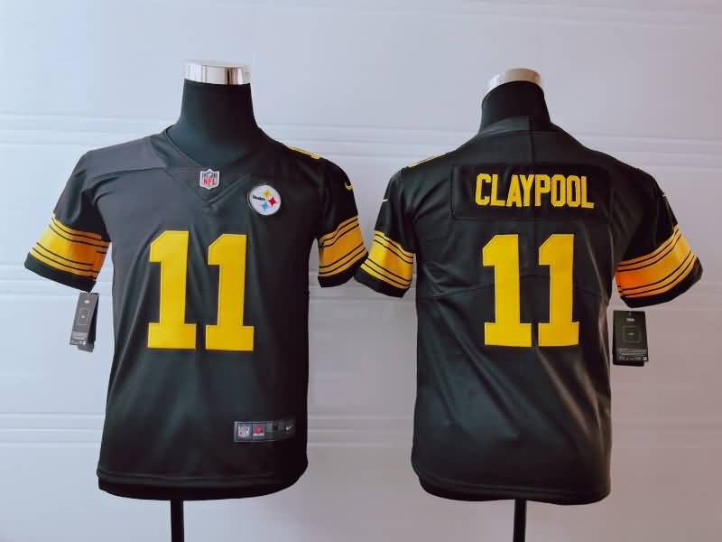 Kids Pittsburgh Steelers Black #11 CLAYPOOL NFL Jersey 03