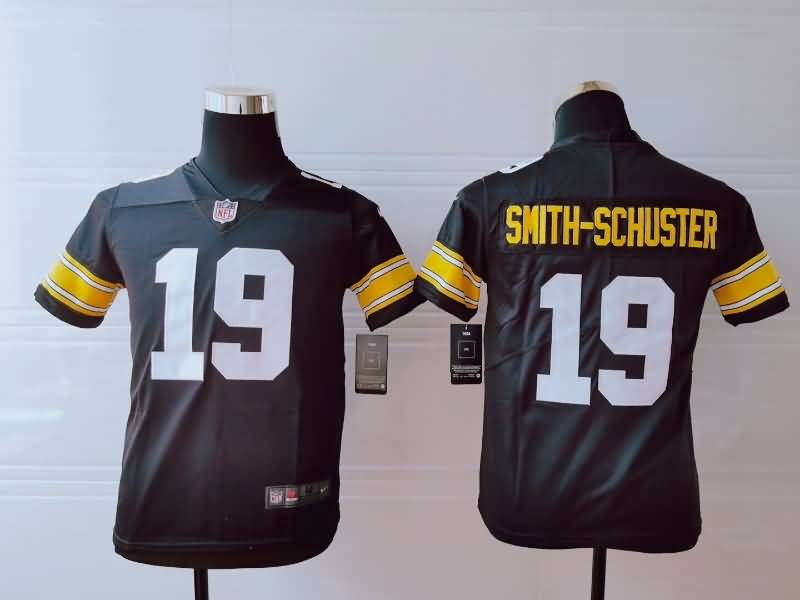 Kids Pittsburgh Steelers Black #19 SMITH-SCHUSTER NFL Jersey 02