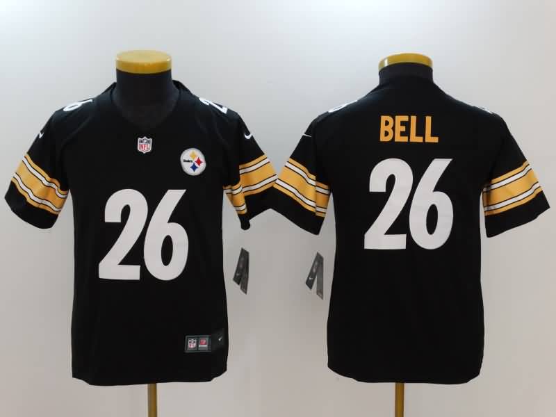 Kids Pittsburgh Steelers Black #26 BELL NFL Jersey