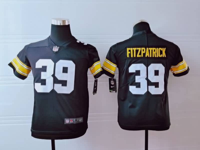 Kids Pittsburgh Steelers Black #39 FITZPATRICK NFL Jersey 02