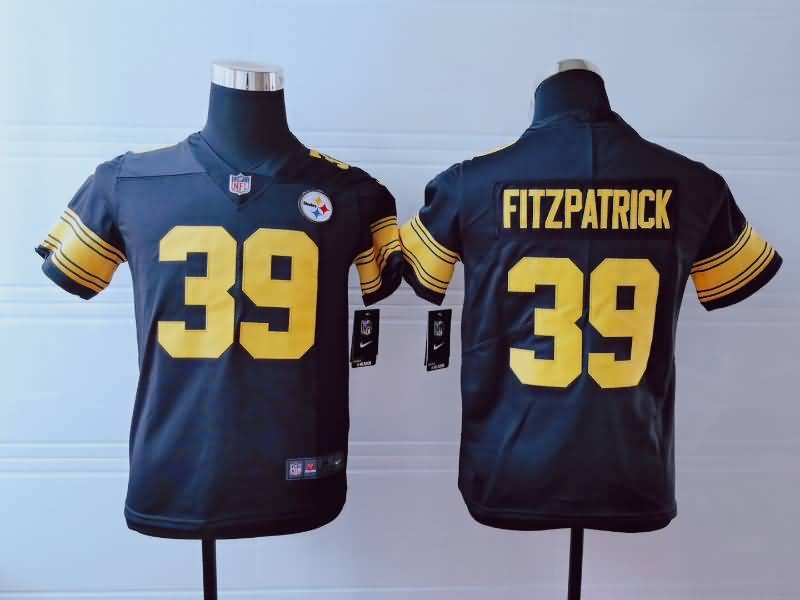 Kids Pittsburgh Steelers Black #39 FITZPATRICK NFL Jersey 03